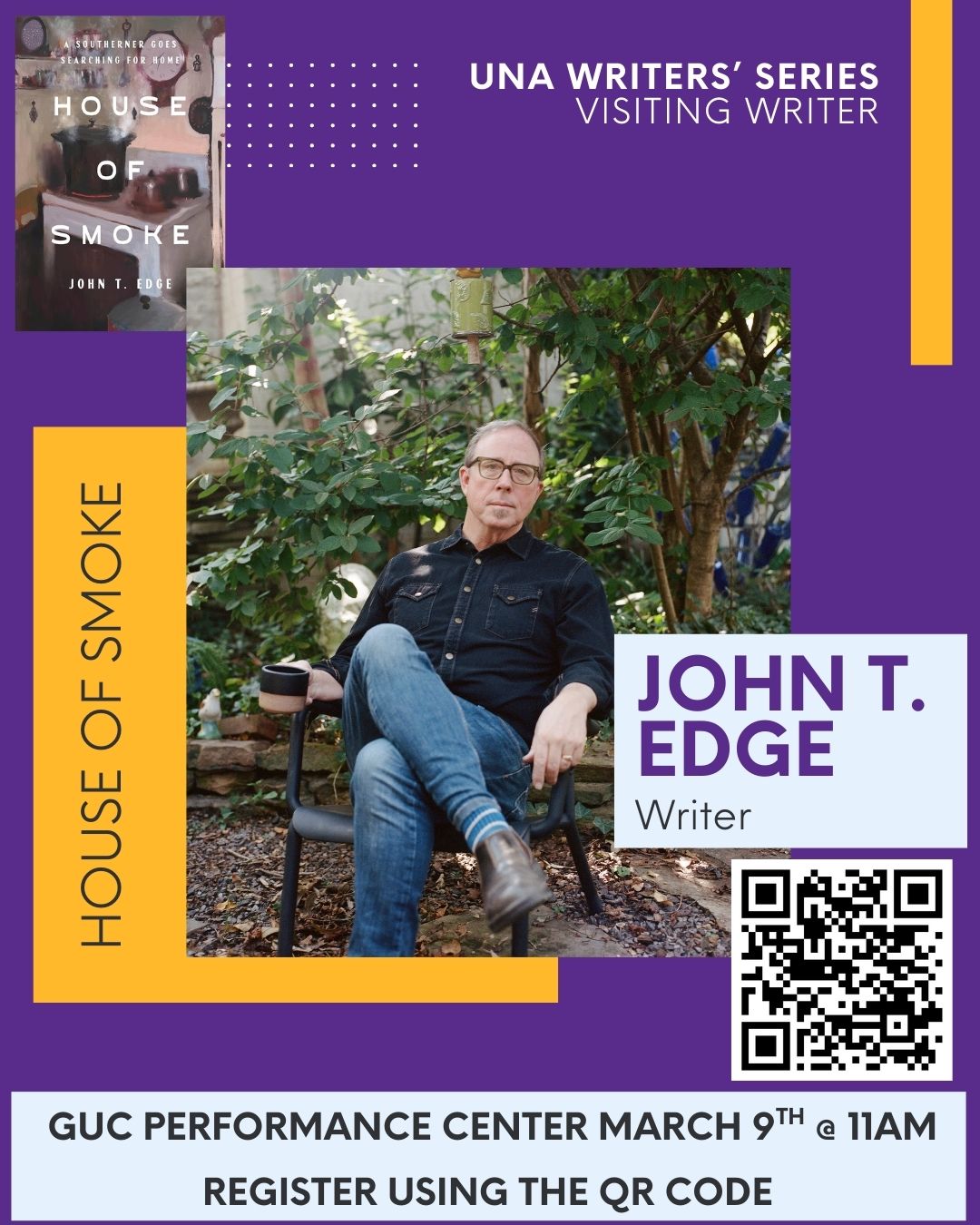 The UNA Writers’ Series Presents a reading and conversation with Writer and TV Host John T. Edge