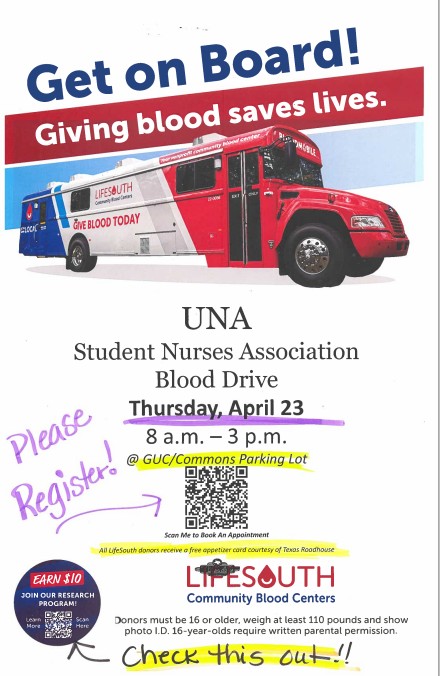 Flyer for Blood Drive, Lifesouth Bus