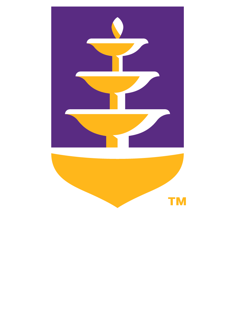 Full color UNA shield logo with vertical aligned white monogram "UNA".