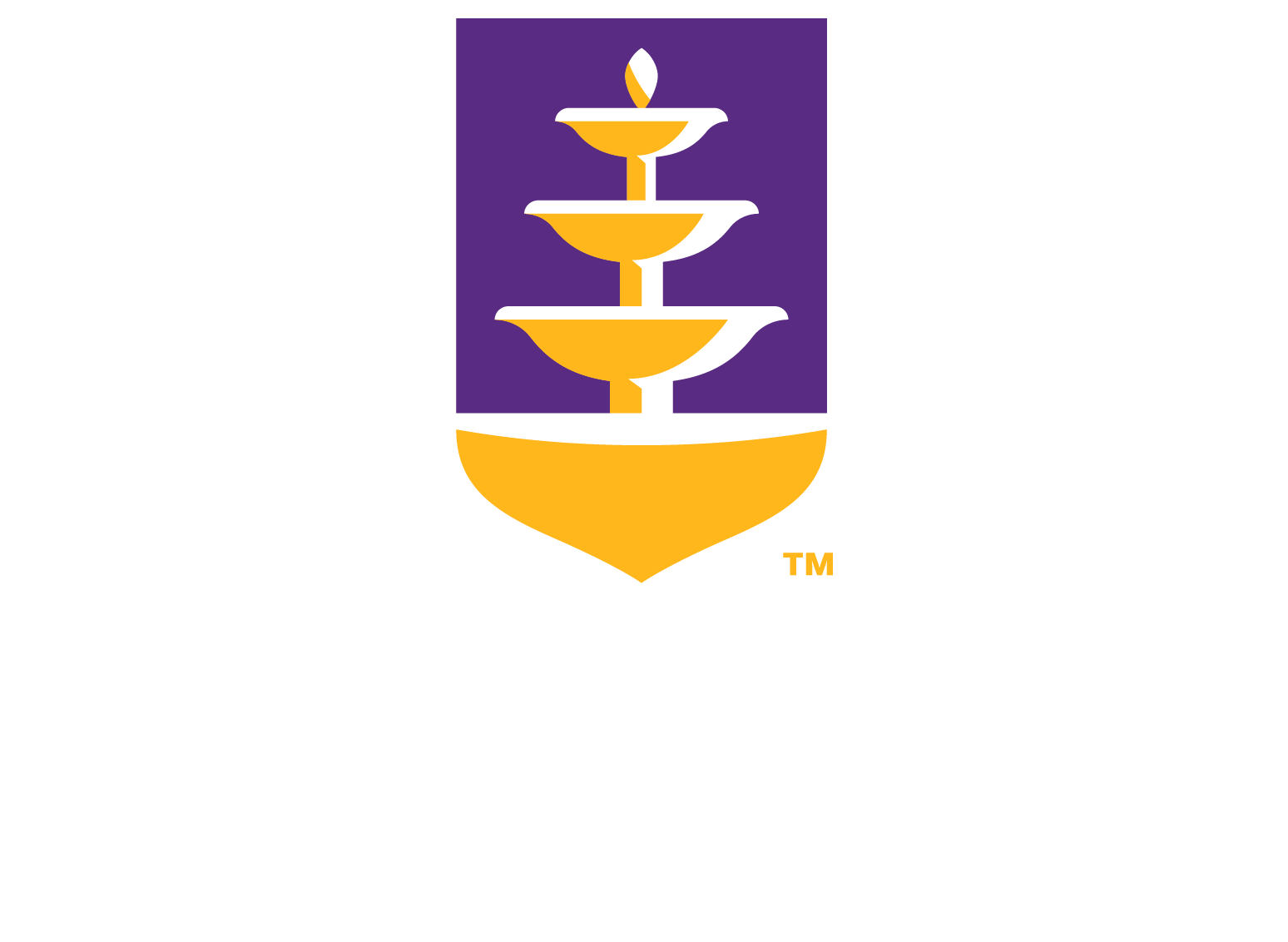 Full color UNA shield logo with vertical aligned white text.