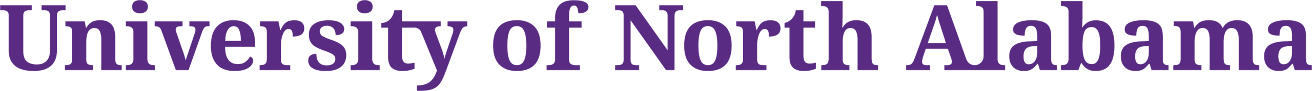 Purple University of North Alabama word mark on a single line.