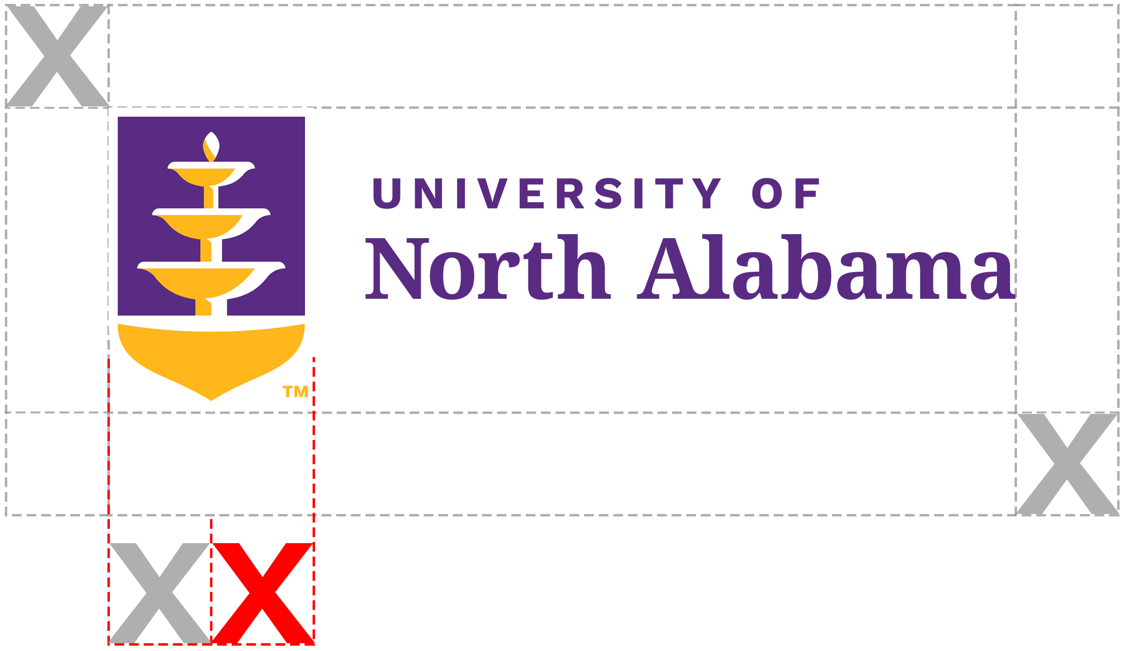 Full logo horizontal with marked clear space.