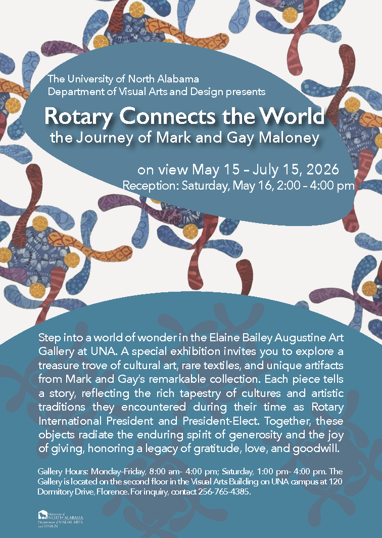 Rotary Connects the World Flyer: Reception May 16, 2026 2pm at on-campus gallery.
