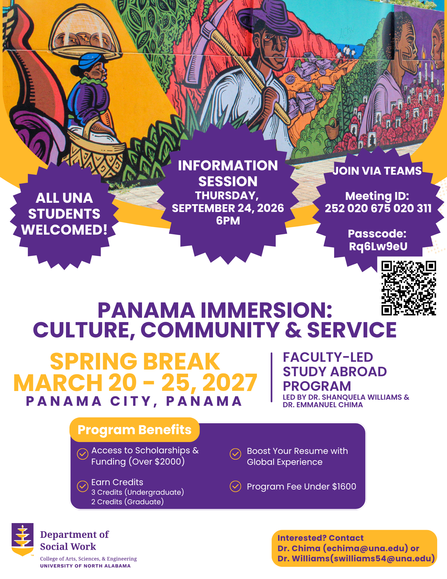 Panama Immersion Study Abroad Info Session, Sept 24, Teams (Online)