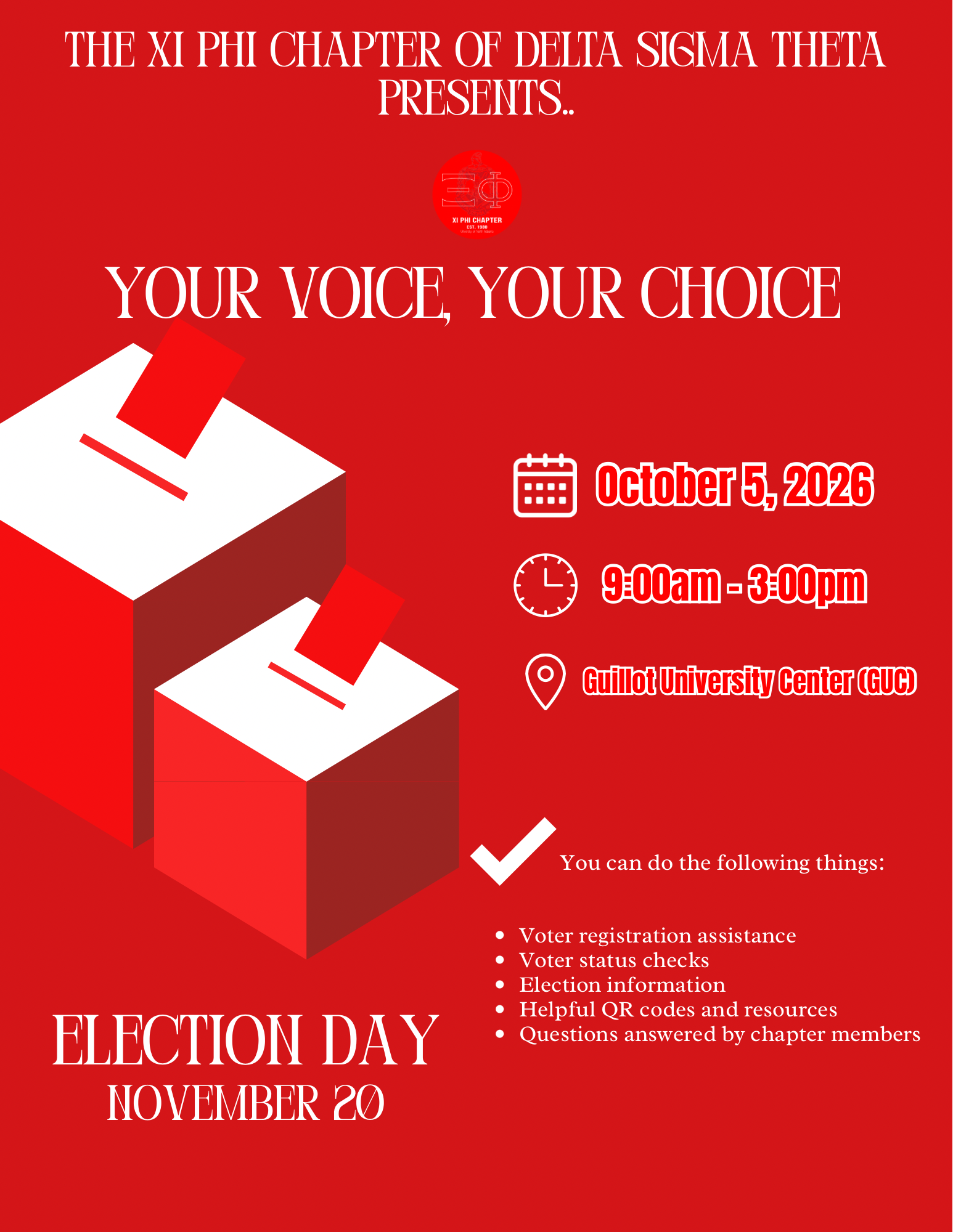 Your Voice Your Choice, October 5, 9am-3pm, Guillot University Center